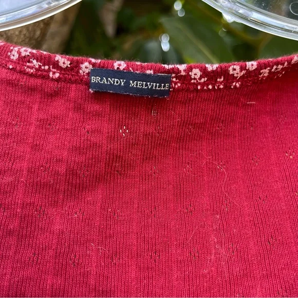 Brandy Melville red Zelly eyelet crop top. - Picture 3 of 8